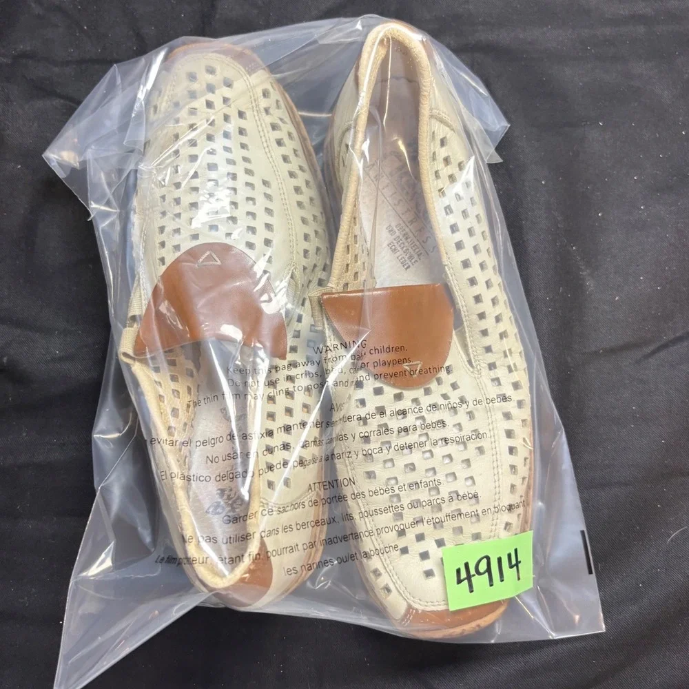 Rieker Antistress‎ Cream Tan Perforated Leather Loafers Slip On Shoes Mens 40